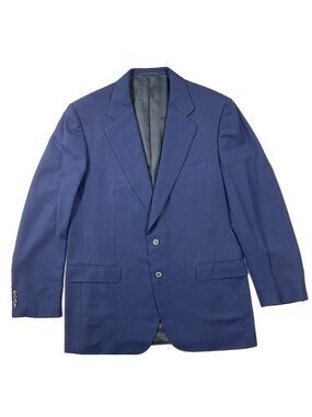 Belvest Mens Wool Sport Coat Size 46L Navy Blue Jacket Made In Italy